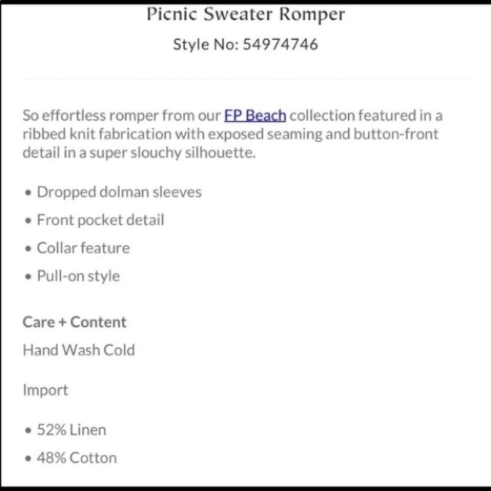 NWT Free People Picnic Sweater Romper NEUTRAL - Picture 6 of 11